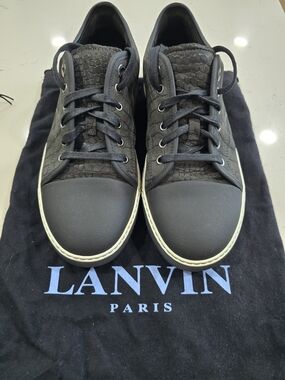 Lanvin Cap Toe Croc Embossed Sneakers